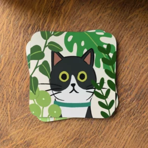 Black-&-White Cat Coaster