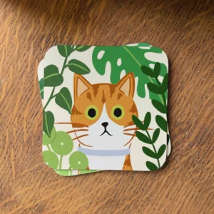 Ginger-&-White-Tabby-Cat-Coaster