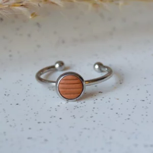 Earth-Speckle-Polymer-Clay-Adjustable-Silver-Plated-Stainless-Steel-Ring-Brown