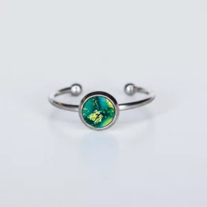 Polymer-Clay-Adjustable-Silver-Plated-Stainless-Steel-Ring-Teal