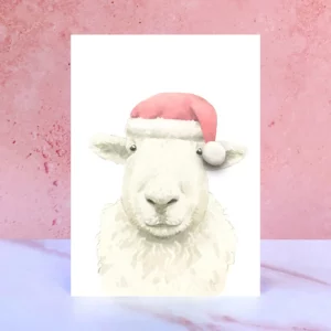 Sheep-in-Pompom-Christmas-hat-Card